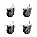 Service Caster 35 Inch Maroon Polyurethane Swivel 34 Inch Threaded Stem Caster Set with Total Lock Brake SCC-TSTTL20S3514-PPUB-MRN-34212-4